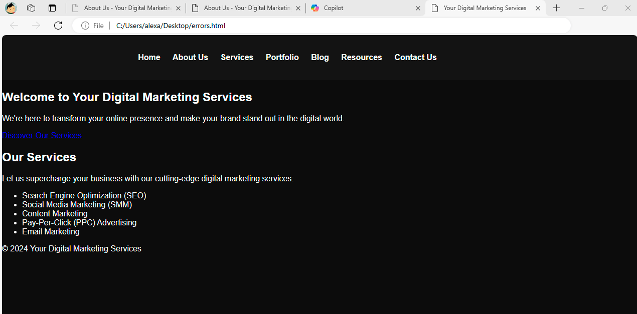 ChatGPT website creation - fix errors broken site